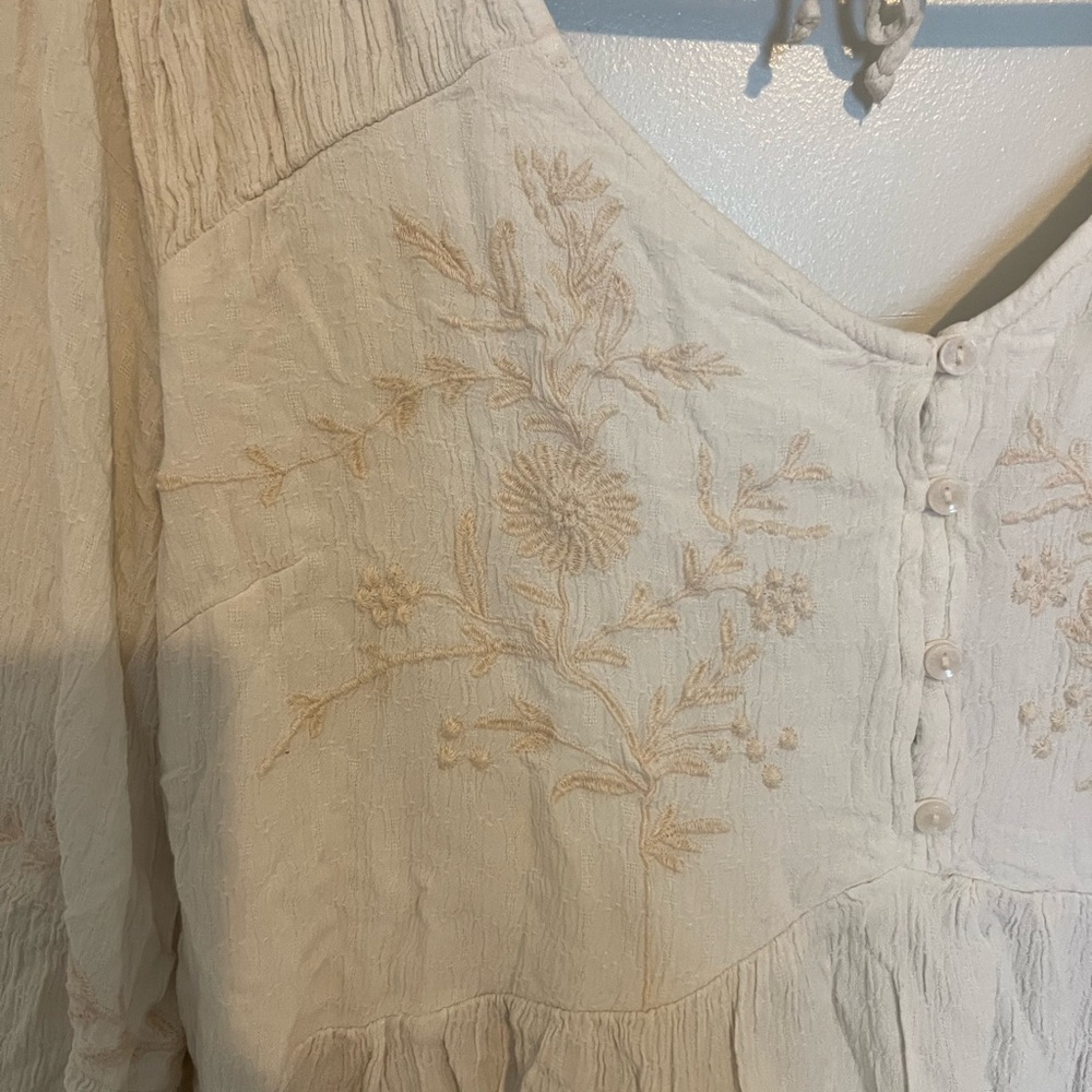 American Eagle Outfitters Cream Boho Blouse - Picture 3 of 7